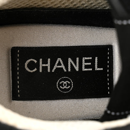 Chanel Calfskin Mesh Lycra Suede Womens Logo Sneakers 38.5 Black 6 of 11