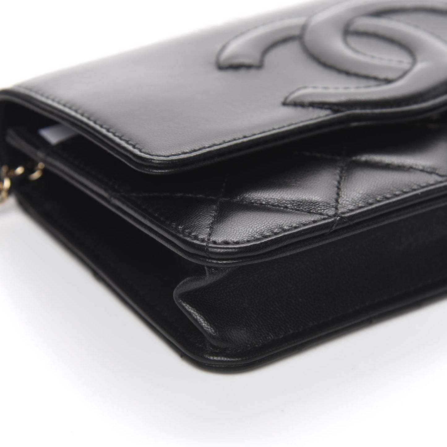 Goatskin Quilted Timeless CC Wallet On Chain WOC Black