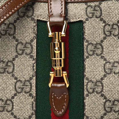 Gucci GG Supreme Monogram Azalea Calfskin Web Mini Jackie 1961 Hobo Beige Ebony Brown Sugar 8 of 10