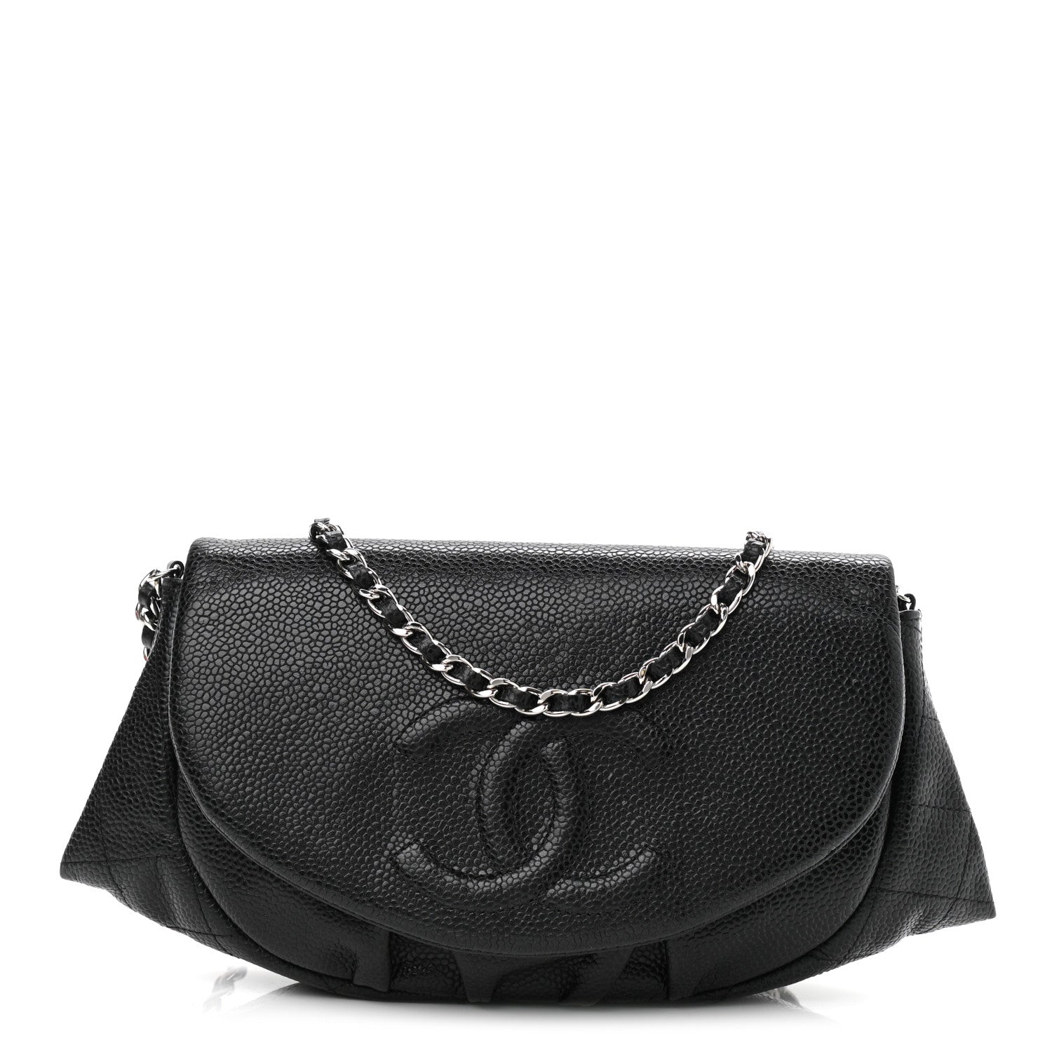 Chanel Caviar Half Moon Wallet On Chain WOC Black 1 of 11