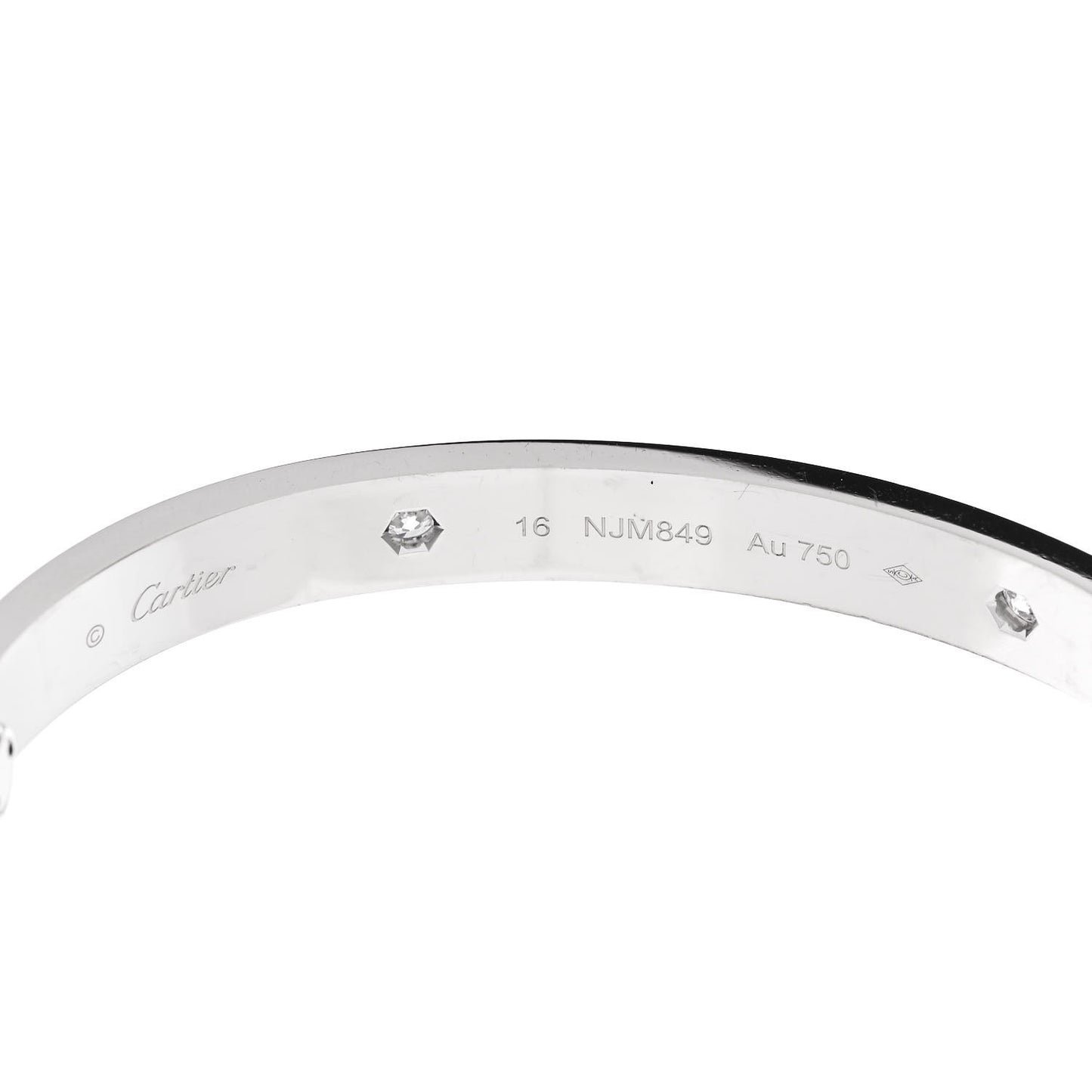 18K White Gold 4 Diamond LOVE Bracelet 16