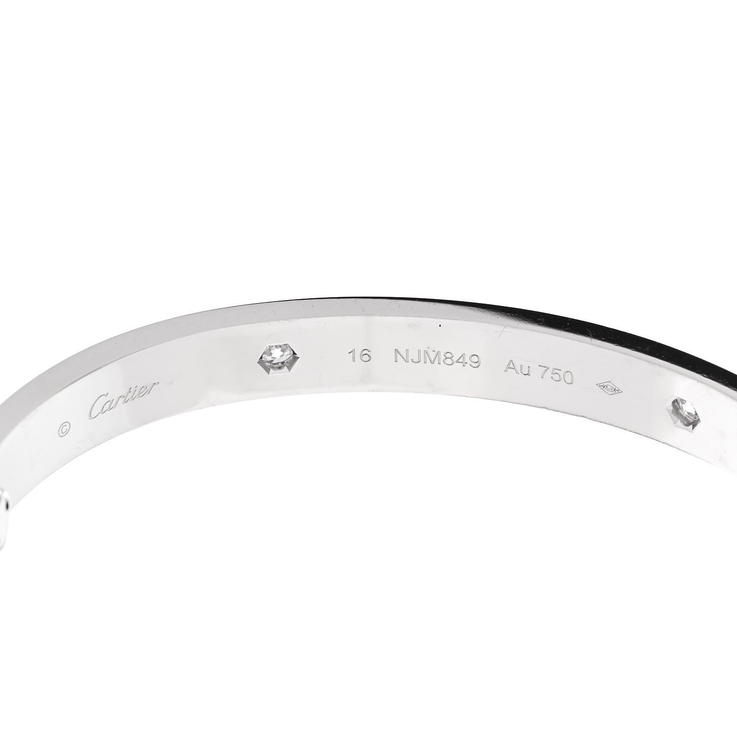 Cartier 18K White Gold 4 Diamond LOVE Bracelet 16 4 of 6