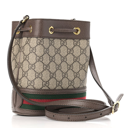 Gucci GG Supreme Monogram Web Mini Ophidia Bucket Bag Brown 3 of 10