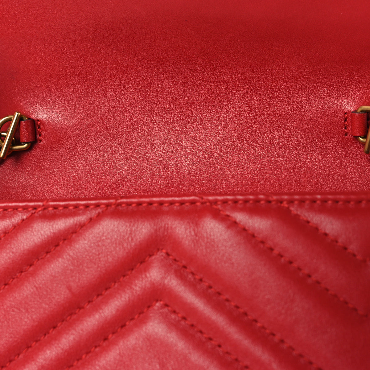 Gucci Calfskin Matelasse Super Mini GG Marmont Shoulder Bag Hibiscus Red 11 of 12