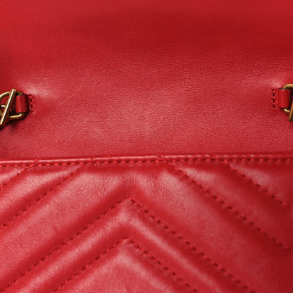 Gucci Calfskin Matelasse Super Mini GG Marmont Shoulder Bag Hibiscus Red 11 of 12