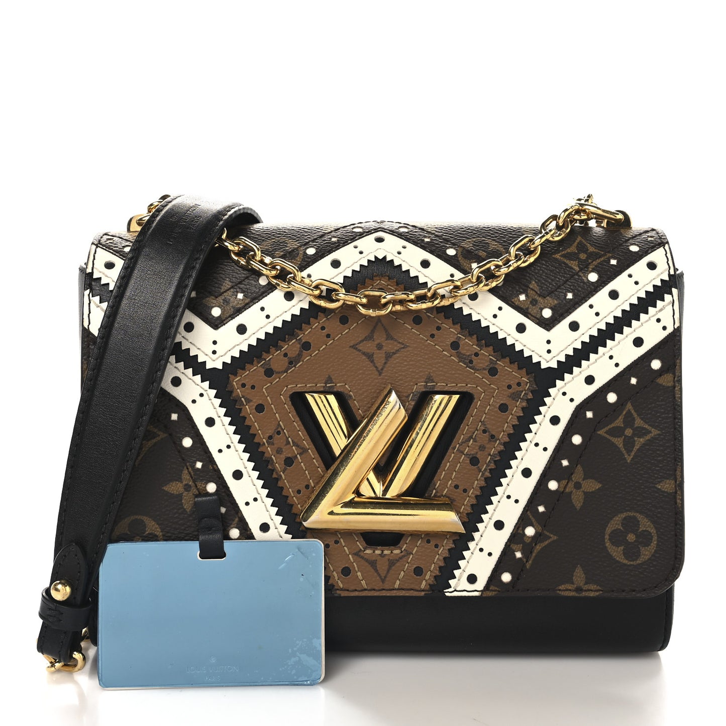 Veau Satin Monogram Twist Shoulder Bag MM Black