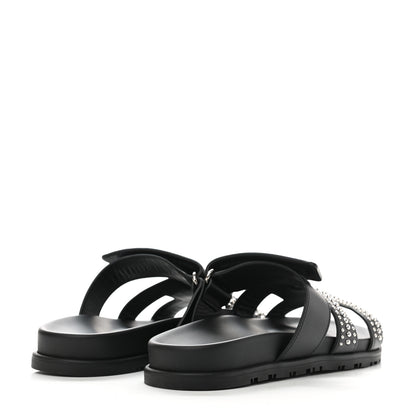 Hermes Mini Stud Calfskin Womens Chypre Sandals 37.5 Black 4 of 9