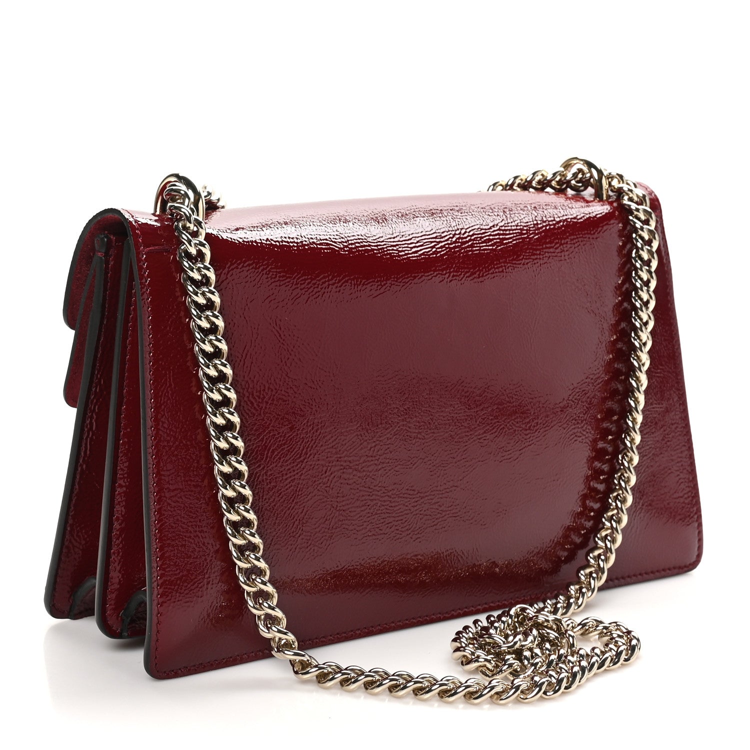 Gucci Crinkled Patent Small Dionysus Shoulder Bag Rosso Ancora Red 3 of 11