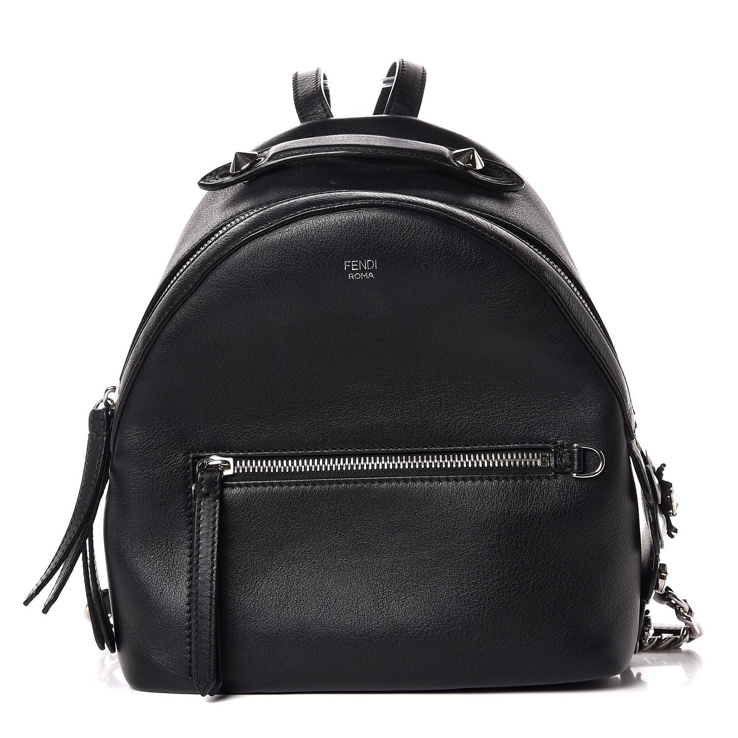 Fendi Vitello Dolce Crystal Flowerland Croc Tail Mini Backpack Black 1 of 7