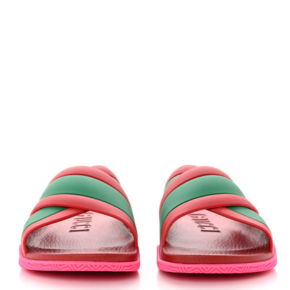Gucci Rubber Web Womens Criss Cross Slide Sandals 38 Coral New Shamarock 2 of 8