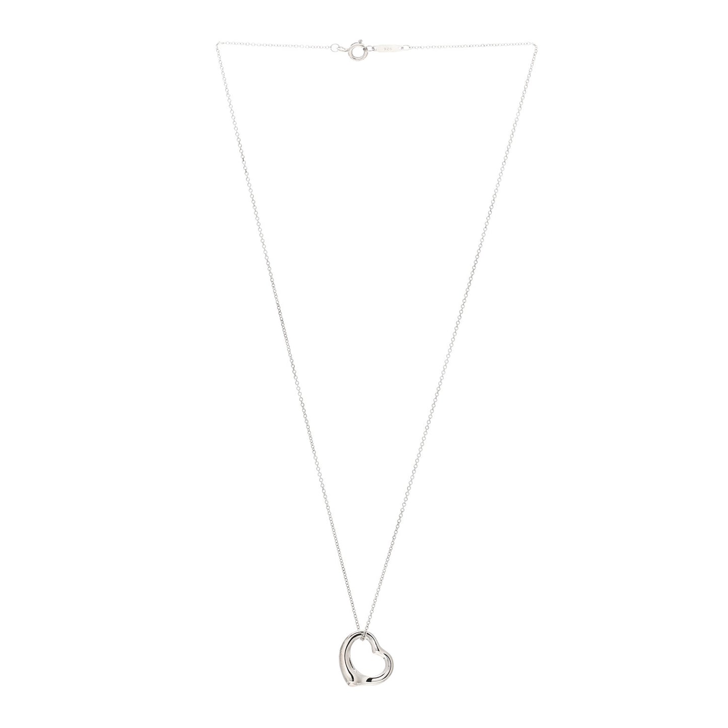 Sterling Silver 16mm Elsa Peretti Open Heart Pendant Necklace