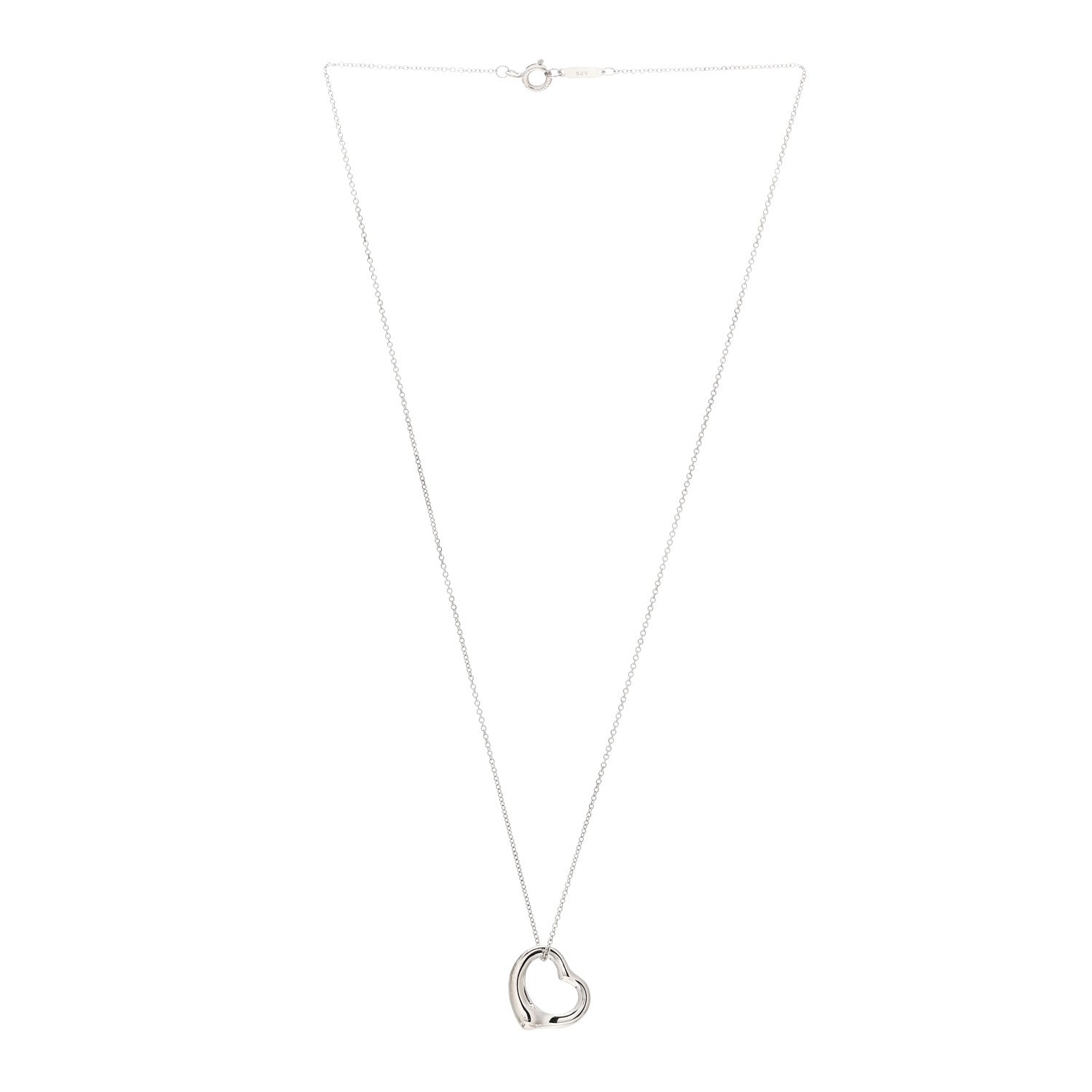 Tiffany Sterling Silver 16mm Elsa Peretti Open Heart Pendant Necklace 3 of 4