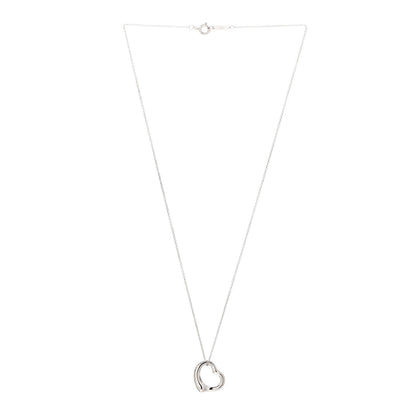 Tiffany Sterling Silver 16mm Elsa Peretti Open Heart Pendant Necklace 3 of 4