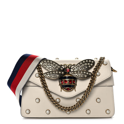 Gucci Nappa Pearl Studded Mini Queen Margaret Broadway Shoulder Bag Mystic White 1 of 10