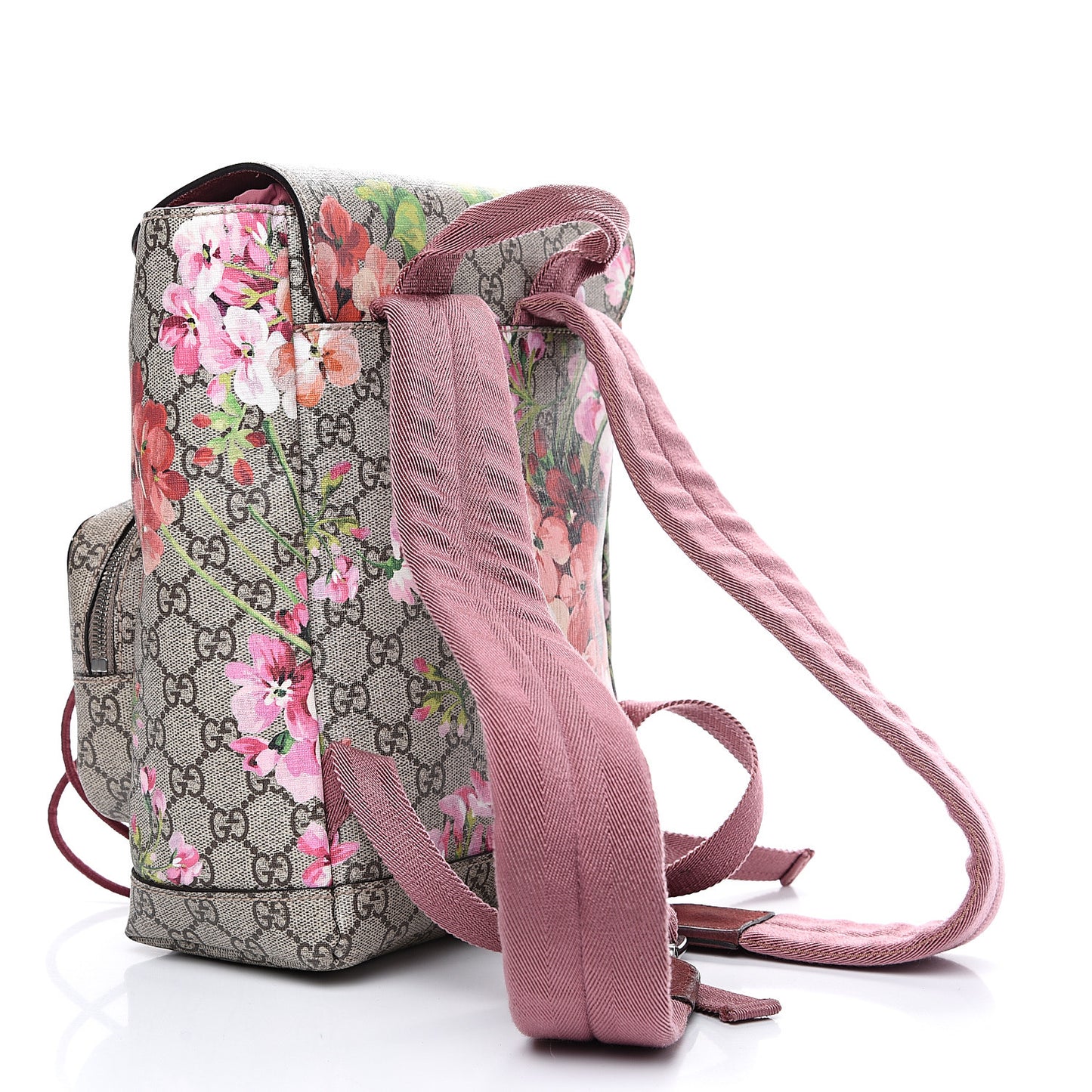 GG Supreme Monogram Blooms Small Single Buckle Backpack Beige Multicolor Dry Rose