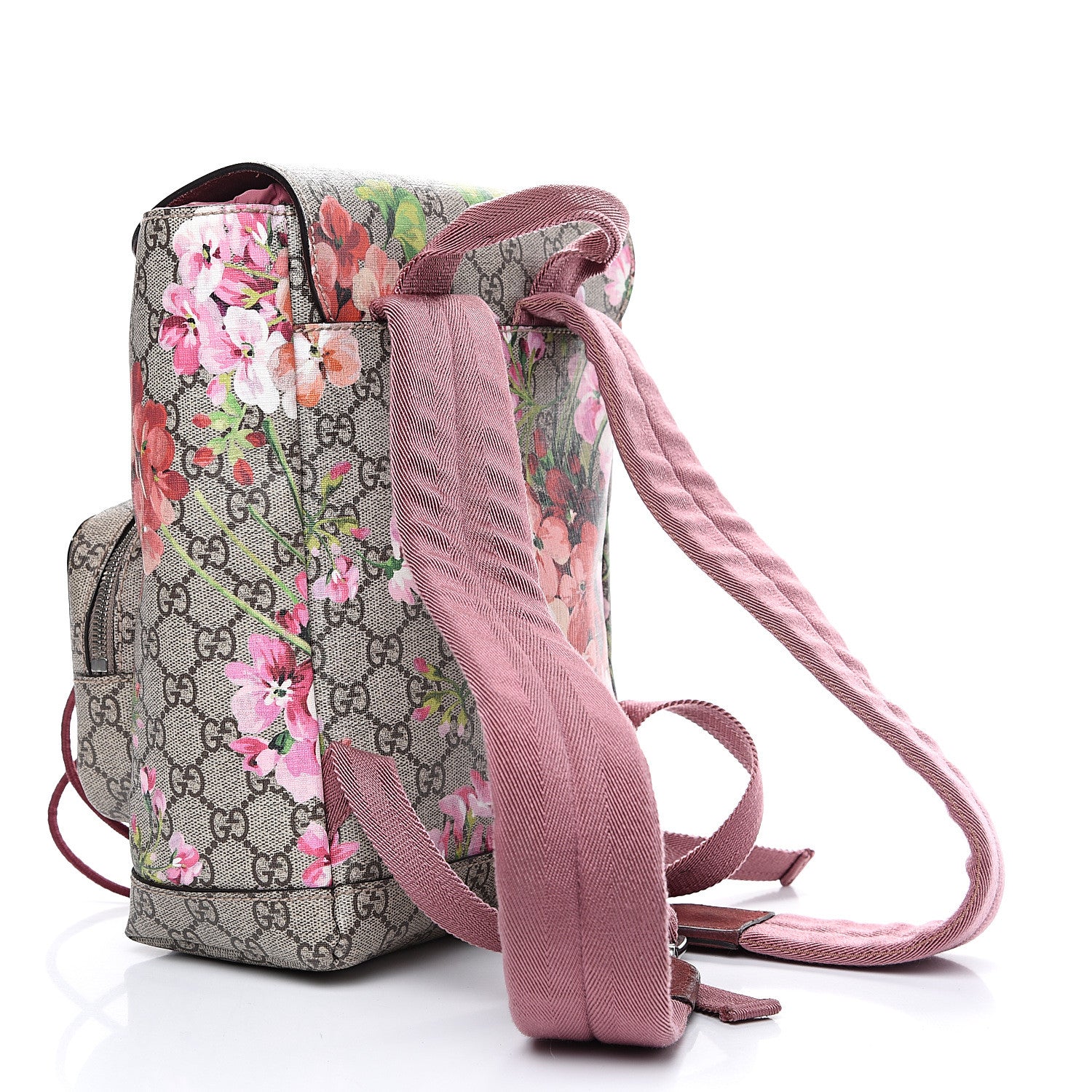 Gucci GG Supreme Monogram Blooms Small Single Buckle Backpack Beige Multicolor Dry Rose 2 of 10