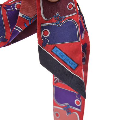 Hermes Silk Camails Twilly Scarf Rouge Violet Marine 5 of 5
