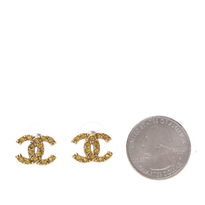 Chanel Crystal CC Earrings Gold Yellow 2 of 5