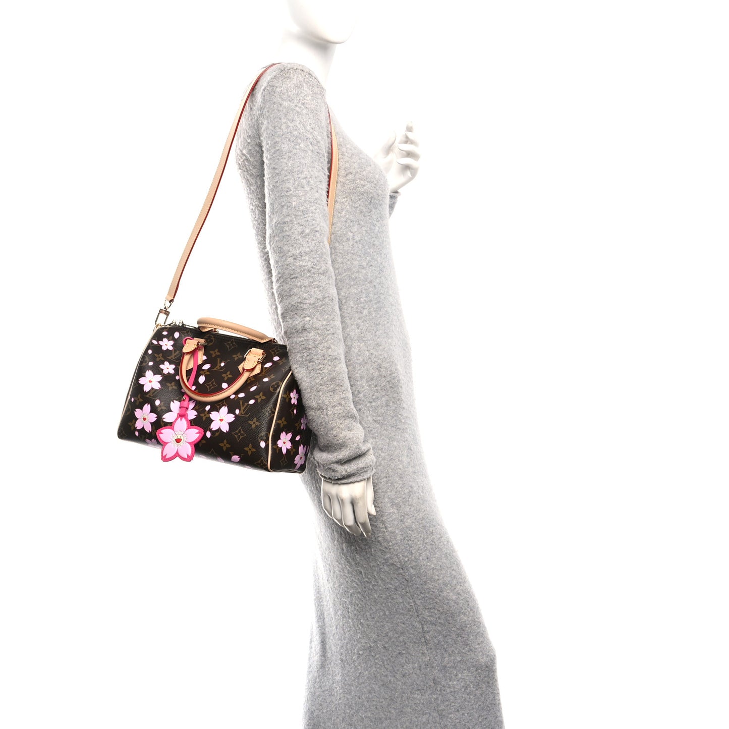 LV X TM Monogram Cherry Blossom Speedy Bandouliere 25 Sakura Brown