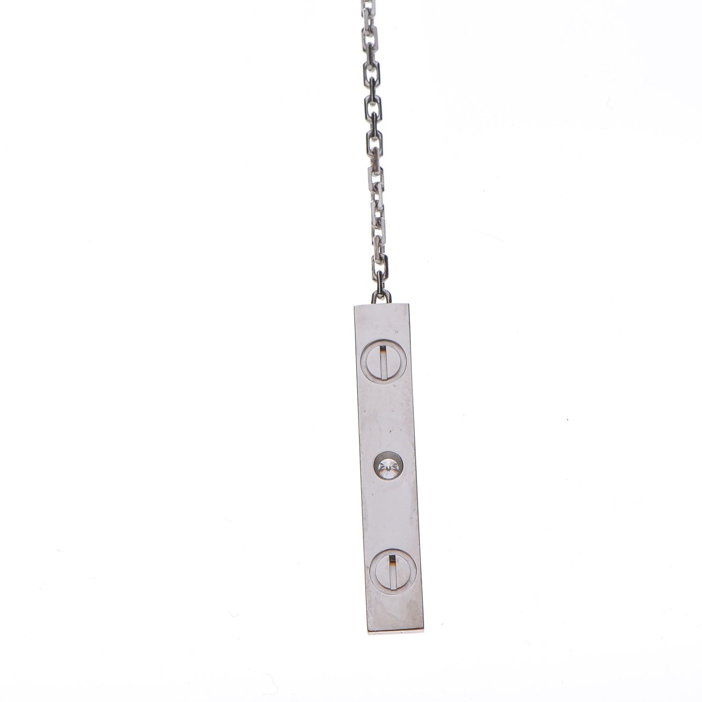 18K White Gold Diamond Lariat Slide Pendant Necklace