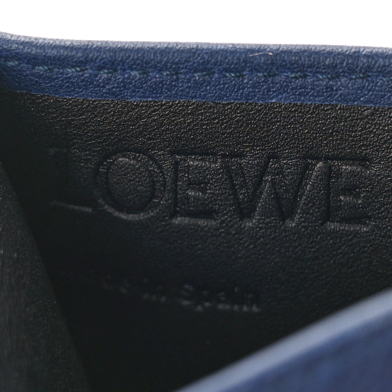 Calfskin Embossed Anagram Cardholder Navy Blue