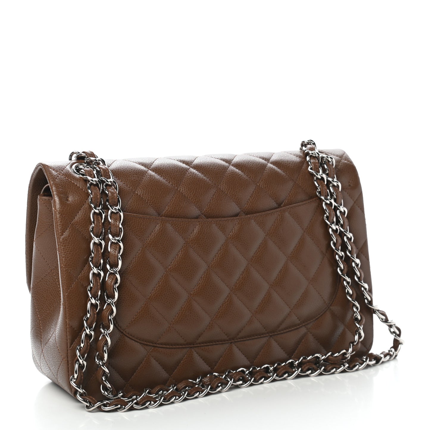 Caviar Quilted Jumbo Double Flap Brown