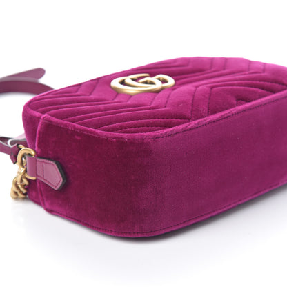 Gucci Velvet Matelasse Small GG Marmont Chain Shoulder Bag Fuchsia Violet Cyclamen 9 of 10
