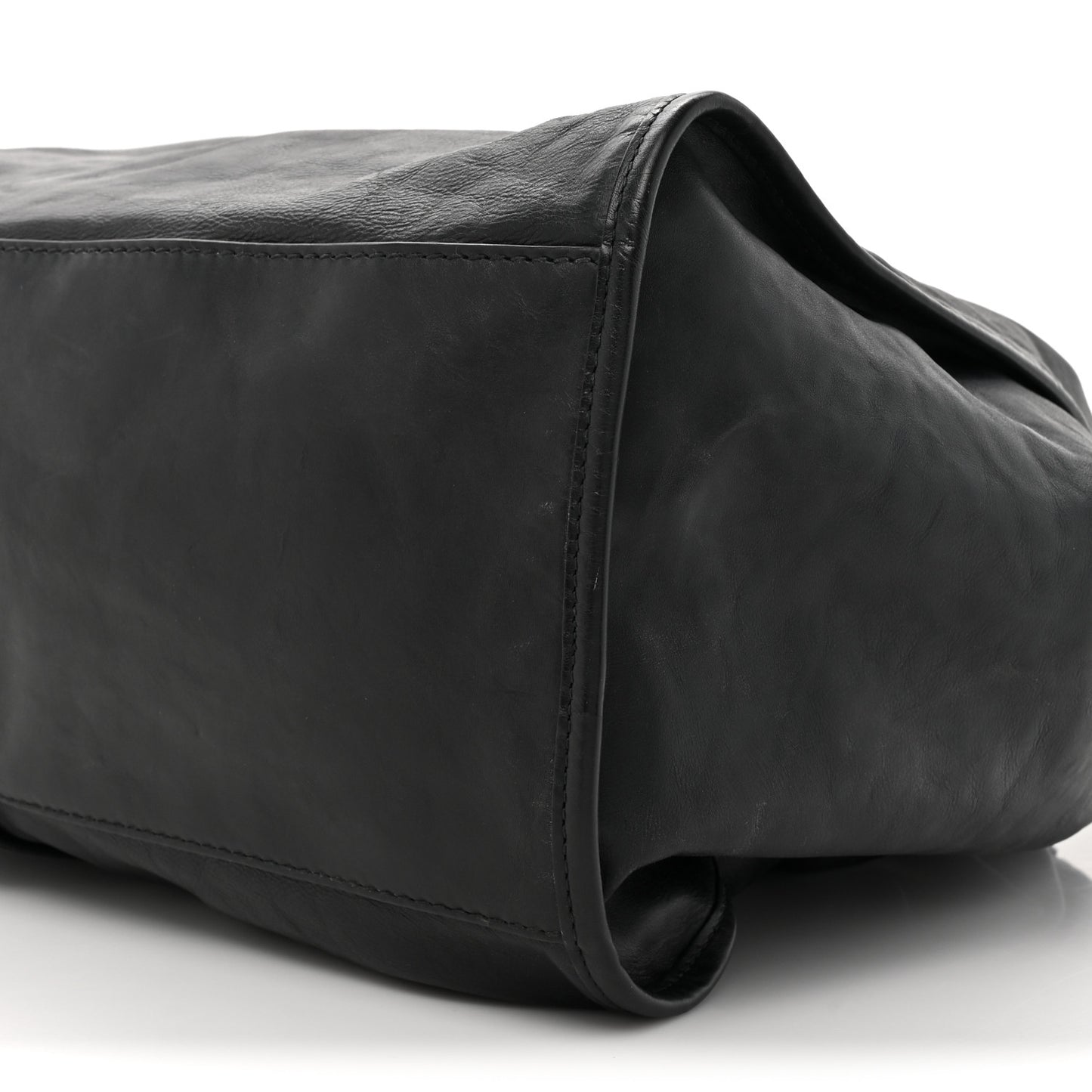 Calfskin Large Soft Stirrup Shoulder Bag Black