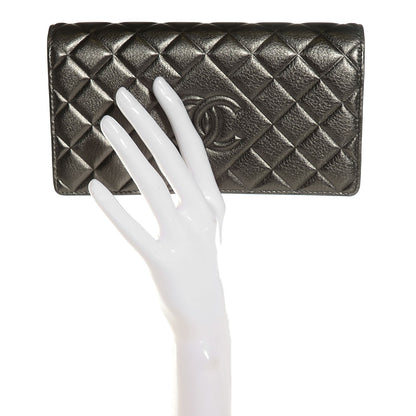 Chanel Calfskin Quilted Diamond CC Large Gusset Flap Wallet Dark Silver 2 of 9