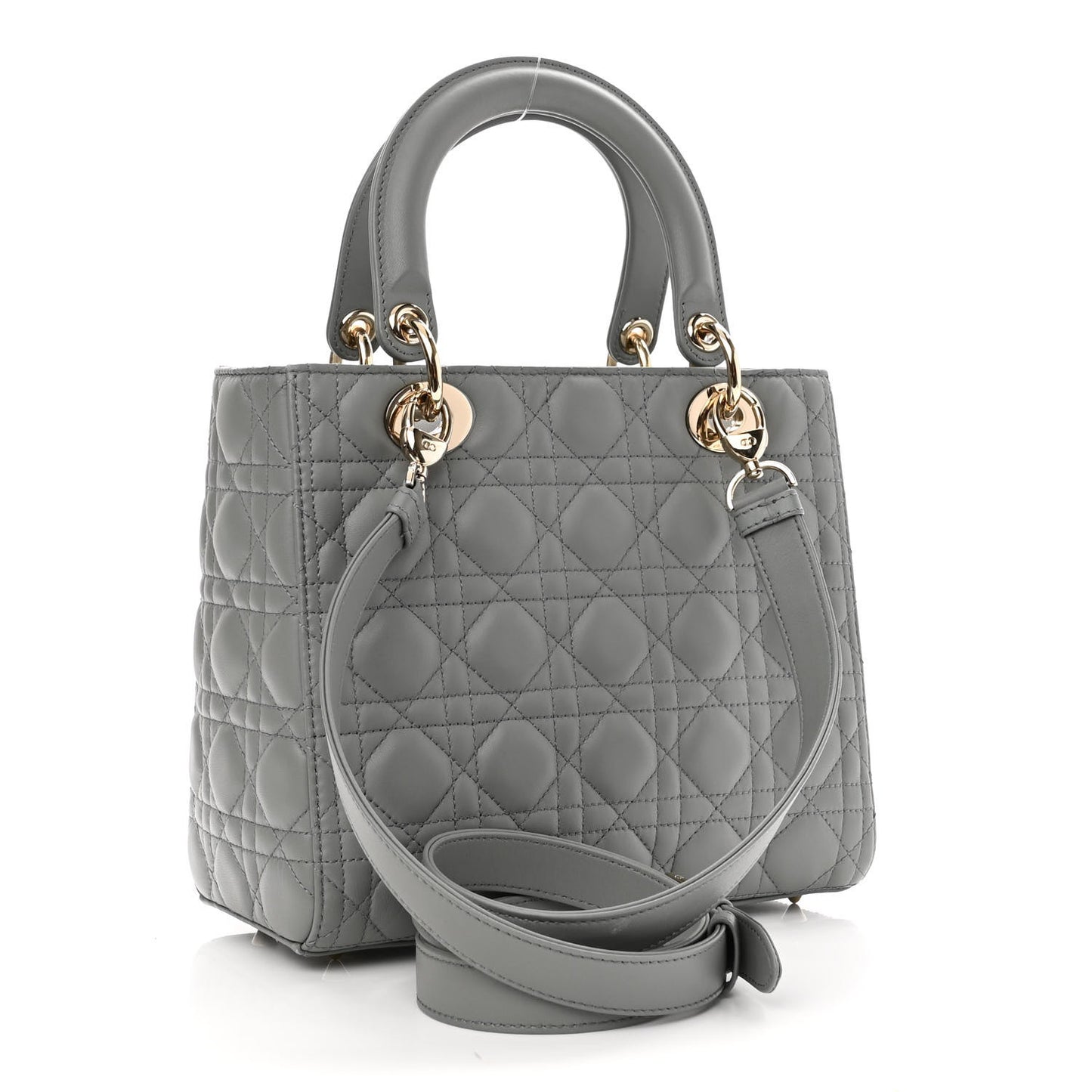 Lambskin Cannage Medium Lady Dior Grey