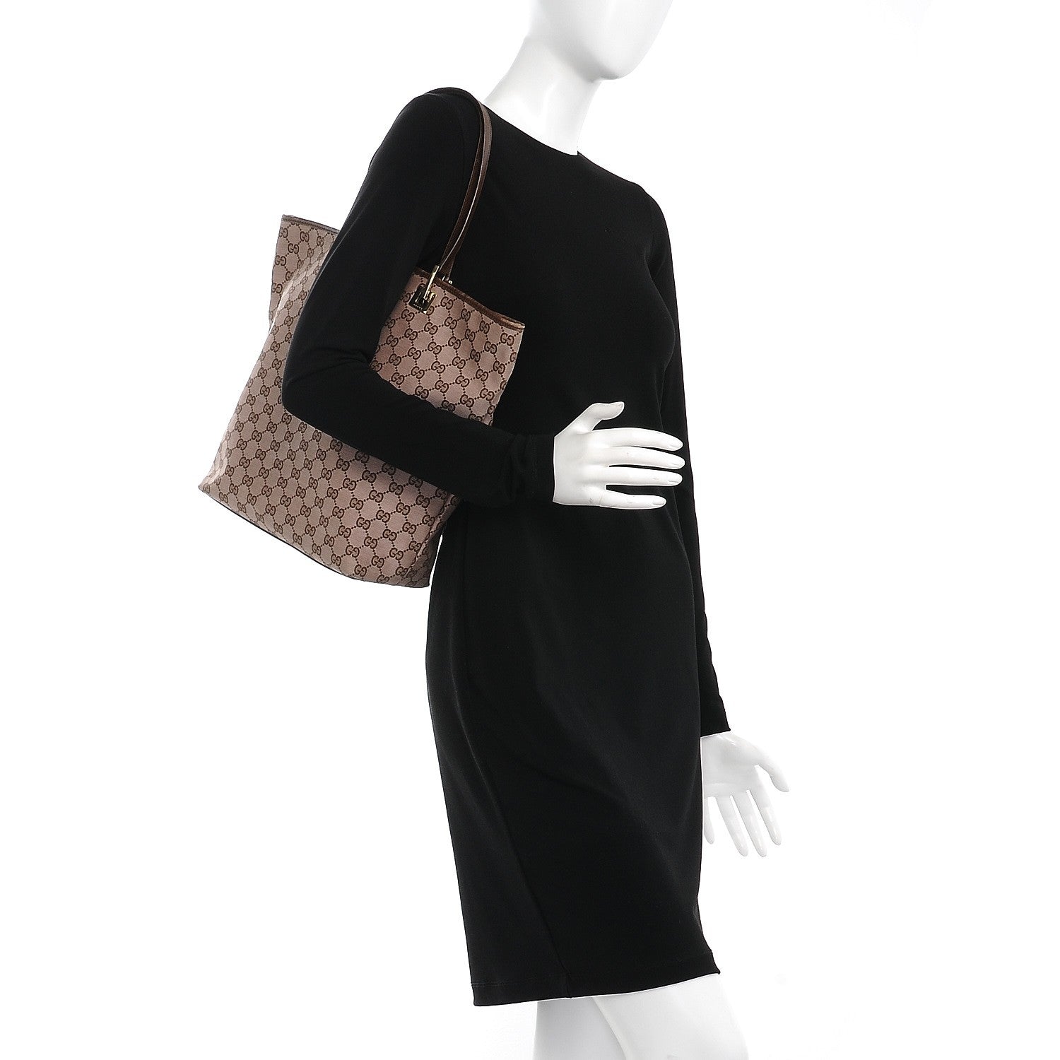 Gucci Monogram Large Bucket Tote Dark Brown 2 of 8