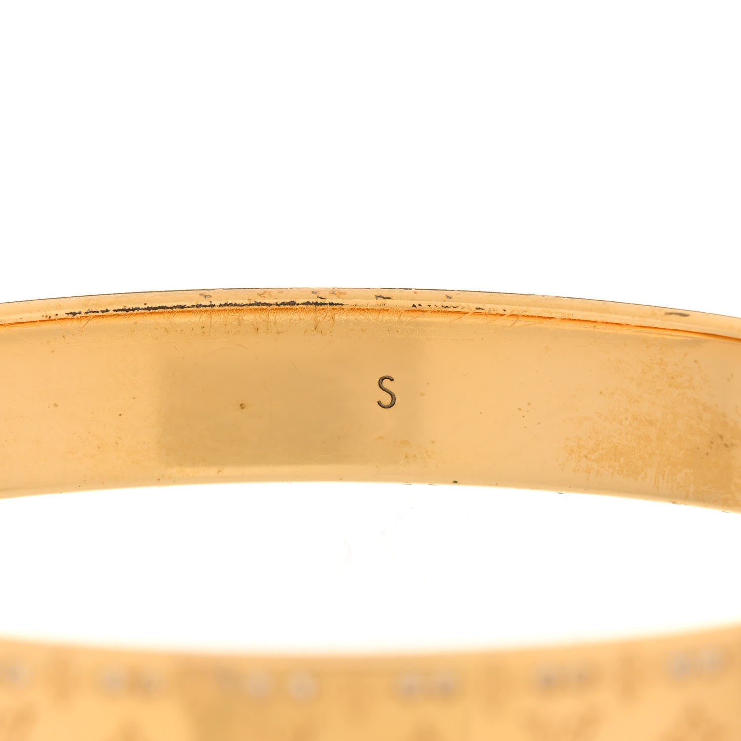 Louis Vuitton Brass Crystal Monogram Nanogram Strass Cuff S Gold 4 of 9