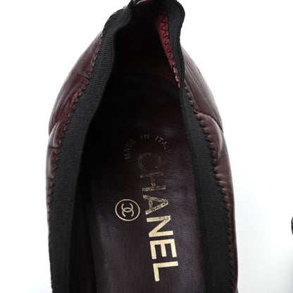 Chanel Lambskin Patent CC Elastic Cap Toe Ballerina Pumps 37.5 Burgundy Black 16 of 16