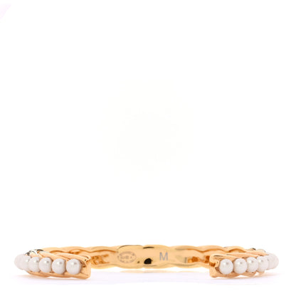 Chanel Pearl CC Cuff Bracelet M Gold Pearly White 3 of 5