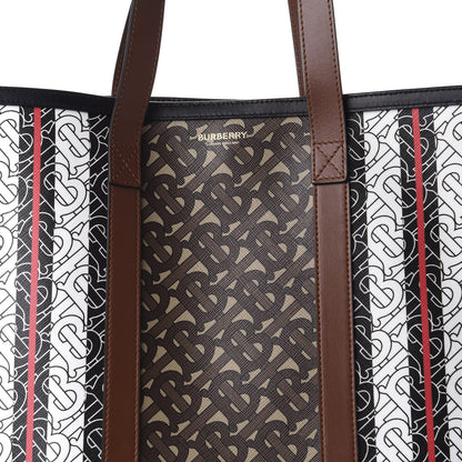 Burberry E-Canvas Monogram Stripe Medium Portrait Tote Bag Bridle Brown 11 of 11