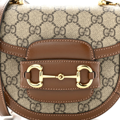Gucci GG Supreme Monogram Mini Top Handle Horsebit 1955 Crossbody Bag Beige Brown Sugar 7 of 11