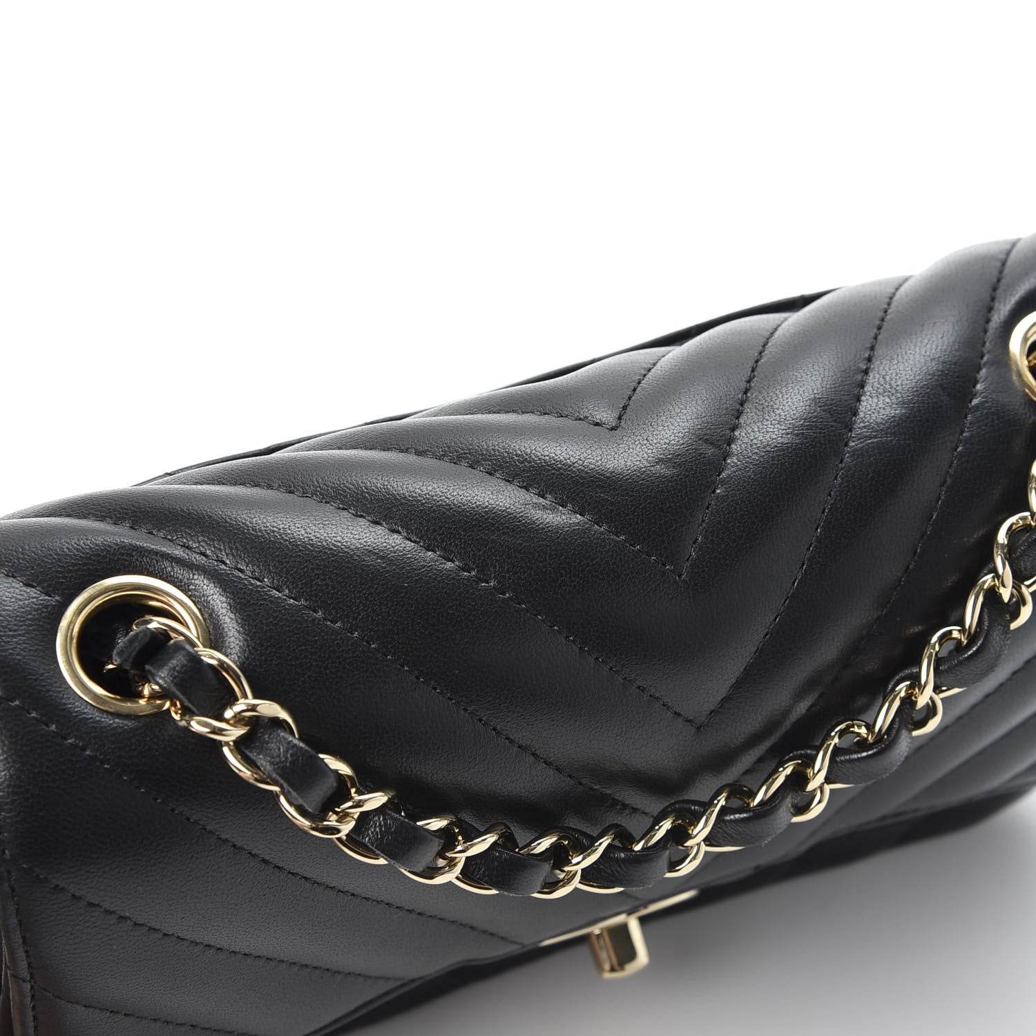 Chanel Lambskin Chevron Quilted Mini Rectangular Flap Black 9 of 10