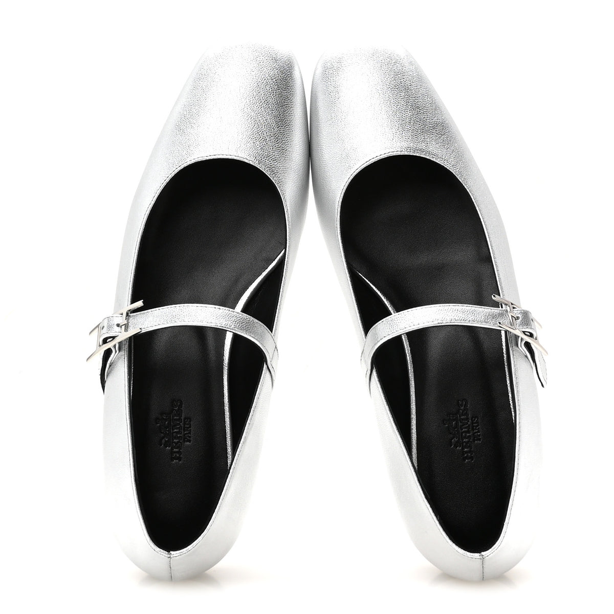 Metallic Goatskin Jane Ballet Flats 39 Gris Argente