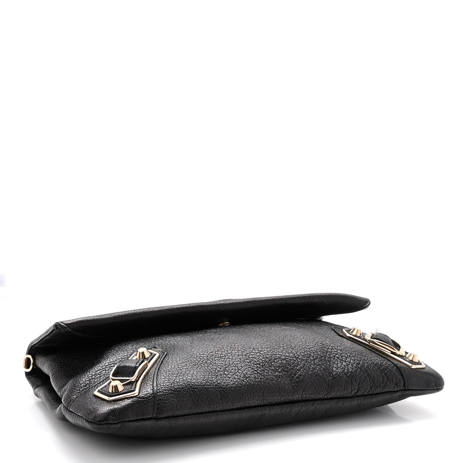 Balenciaga Chevre Gold Metallic Edge Hardware Envelope Clutch Black 4 of 11