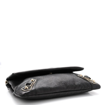 Balenciaga Chevre Gold Metallic Edge Hardware Envelope Clutch Black 4 of 11