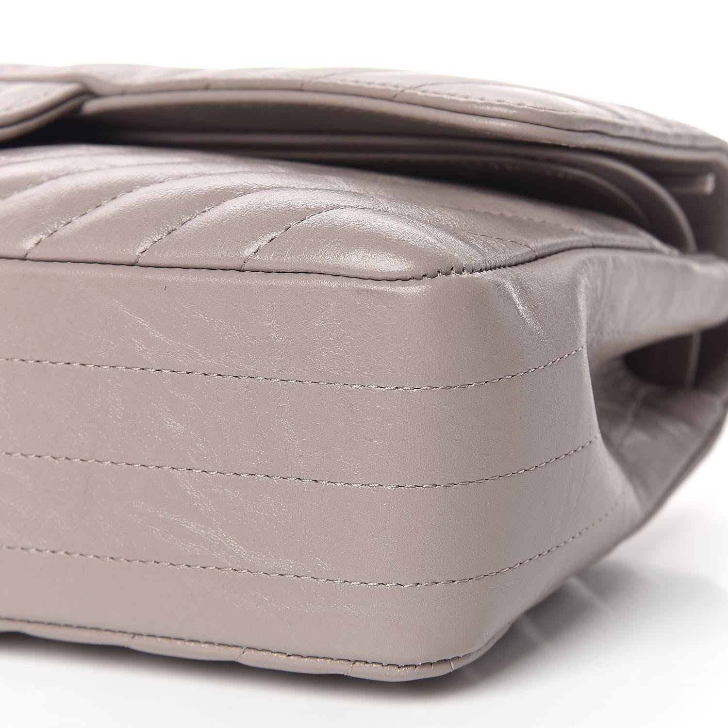 Chanel Iridescent Calfskin Chevron Quilted Medium Double Flap Grey 9 of 11
