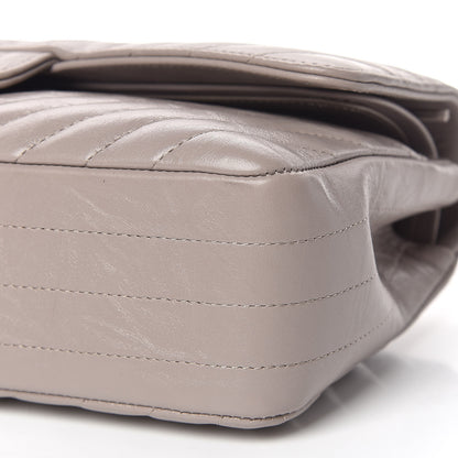 Chanel Iridescent Calfskin Chevron Quilted Medium Double Flap Grey 9 of 11