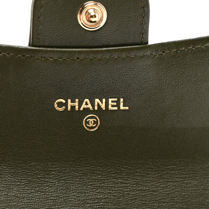 Chanel Lambskin Quilted Flap Card Holder Wallet Khaki 7 of 8