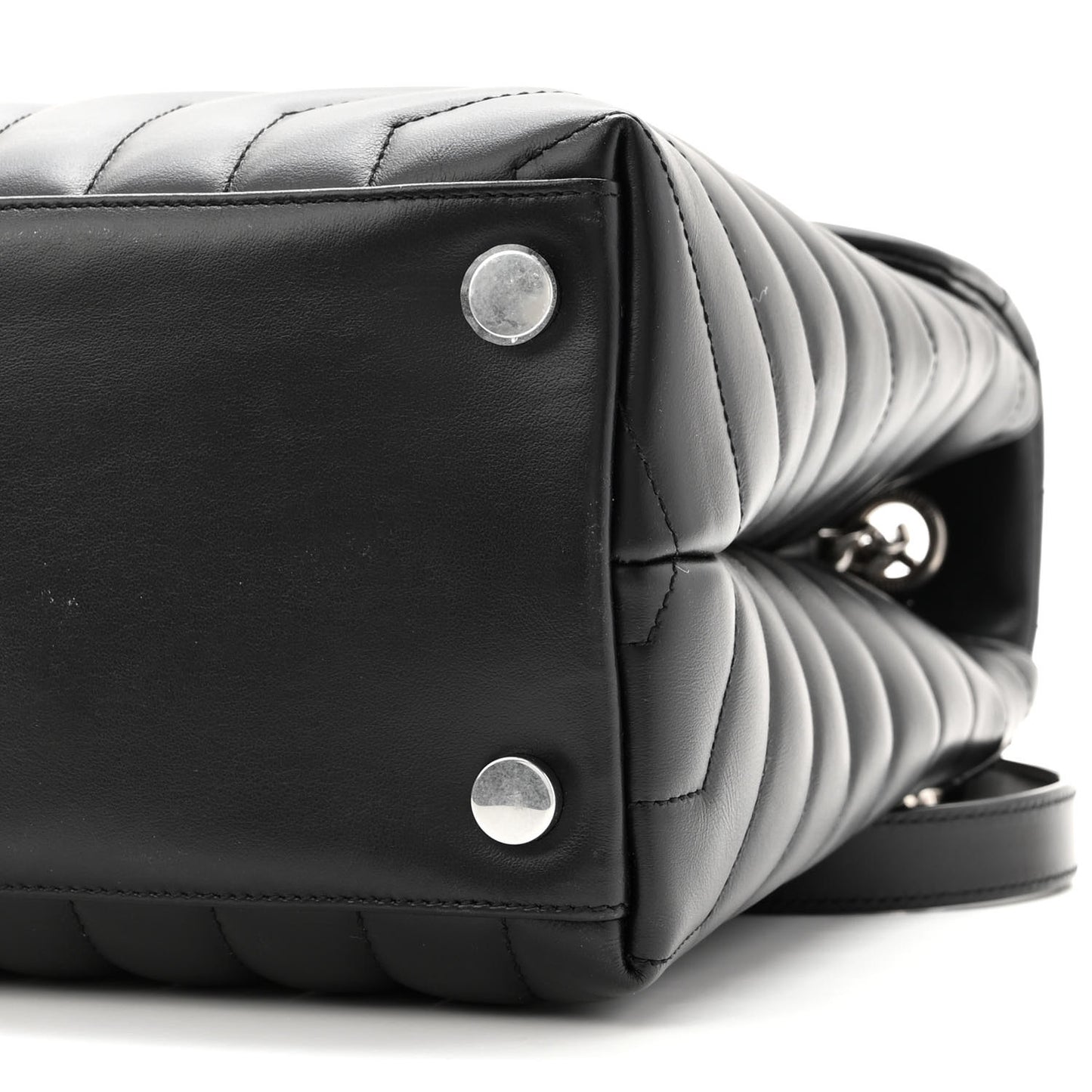 Calfskin Y Quilted Monogram Large Loulou Chain Satchel Black