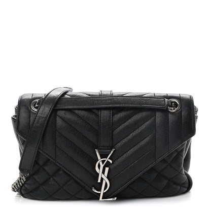 Saint Laurent Sheepskin Tri-Quilt Monogram Medium College Bag Black 1 of 10