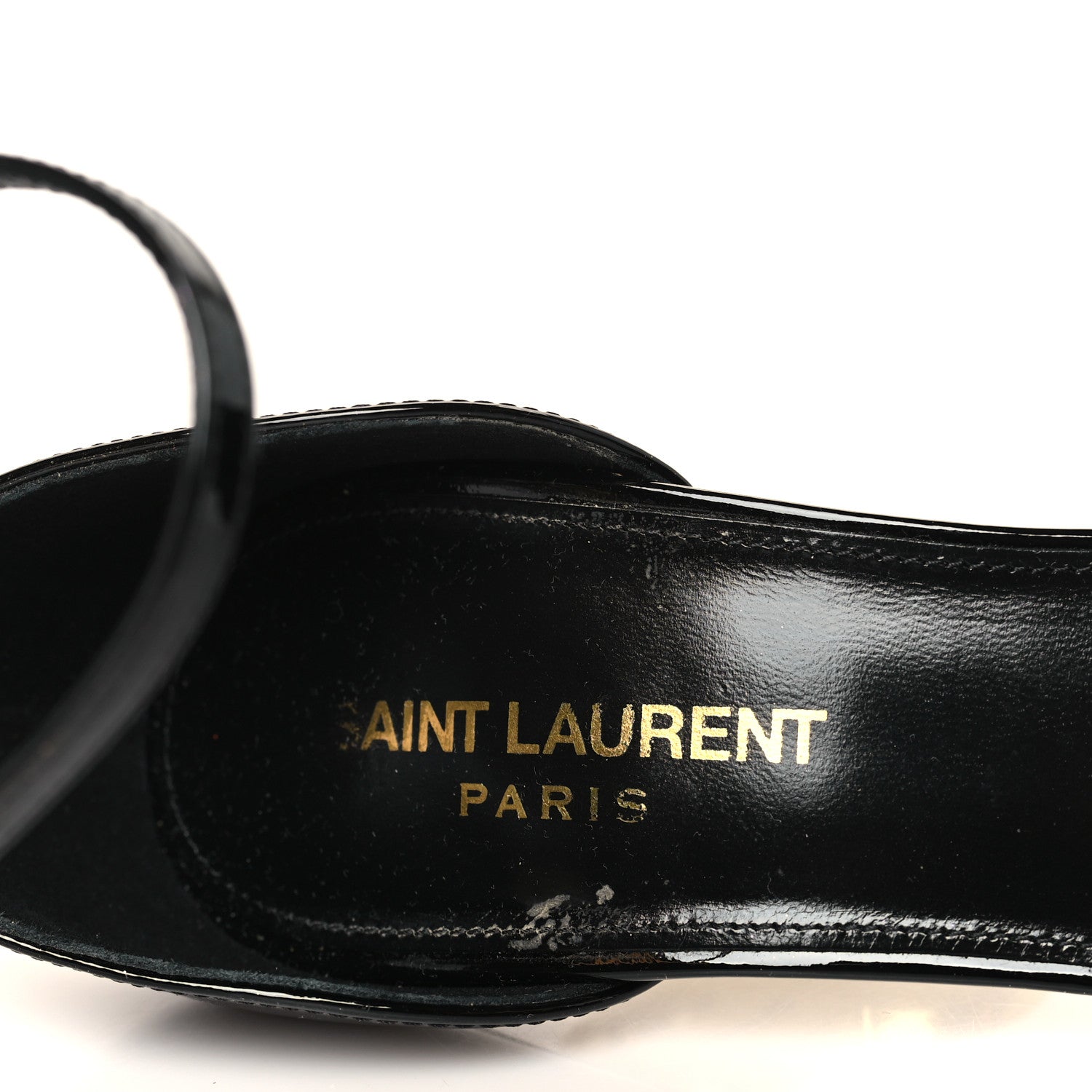 Saint Laurent Patent Calfskin Opyum 110 Sandals 37.5 Black Gold 8 of 12