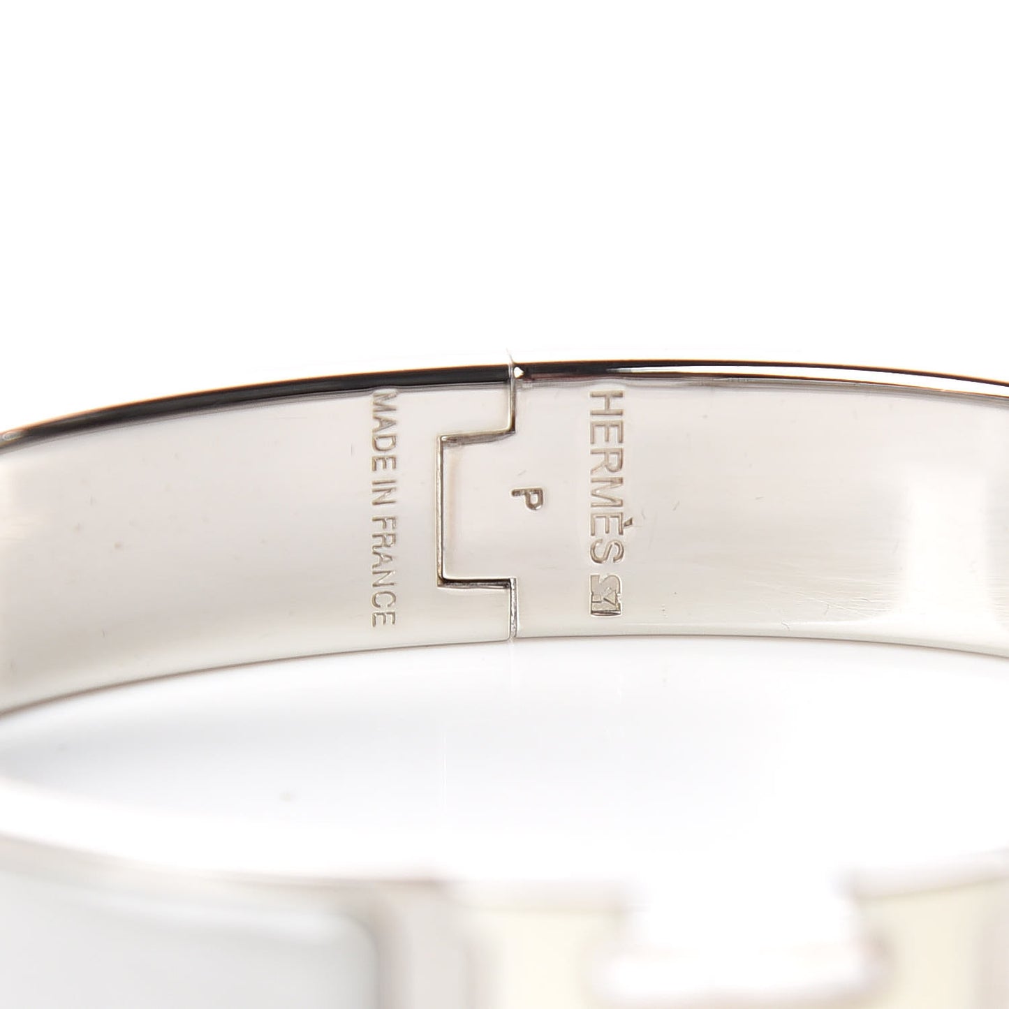 Enamel Narrow Clic Clac H Bracelet GM Blanc Gris Clair