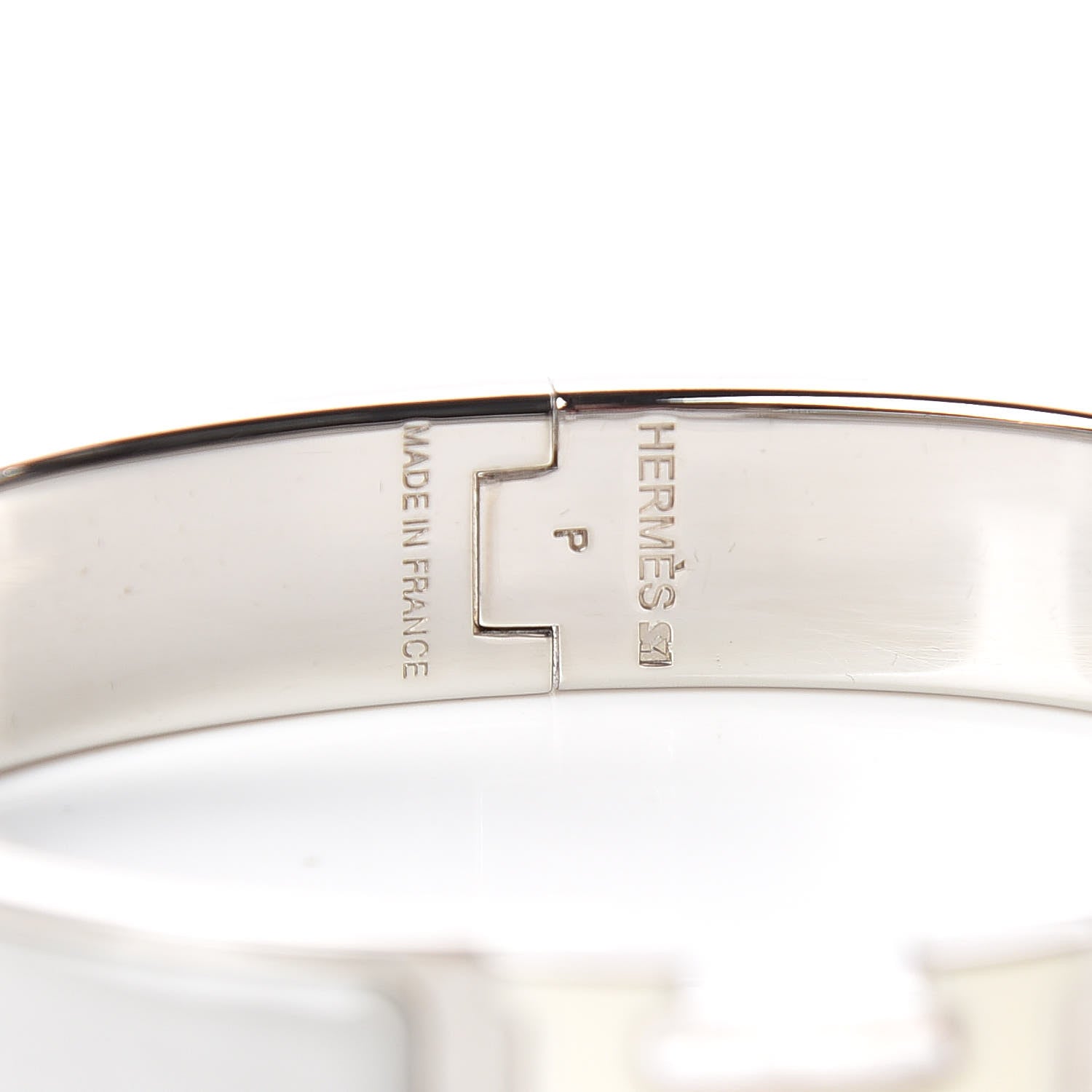 Hermes Enamel Narrow Clic Clac H Bracelet GM Blanc Gris Clair 4 of 6