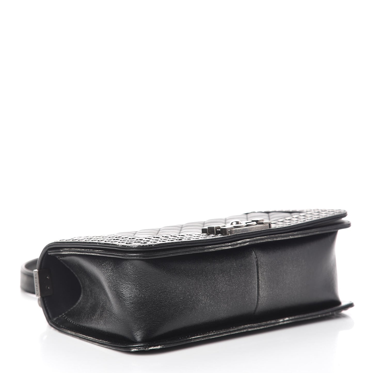 Faded Calfskin Quilted Medium Studded Boy Flap Black