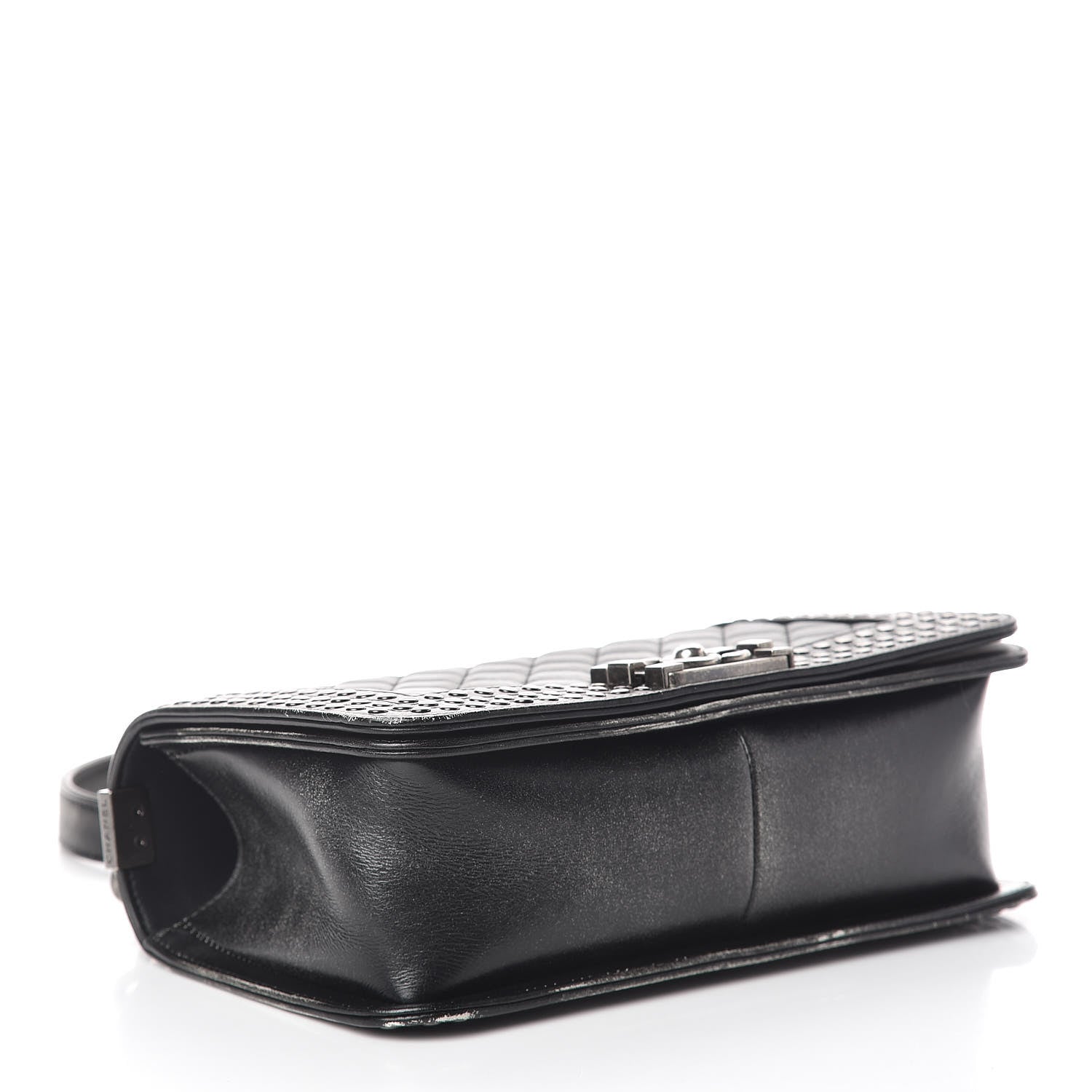 Chanel Faded Calfskin Quilted Medium Studded Boy Flap Black 4 of 18